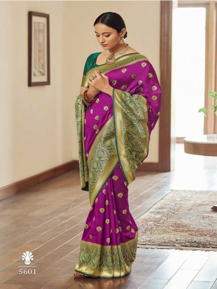 Stylish Look Purple Colour  Soft Banarasi Silk Weaving Saree