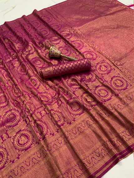 Peacock Style Silk weaving Saree with jari broder