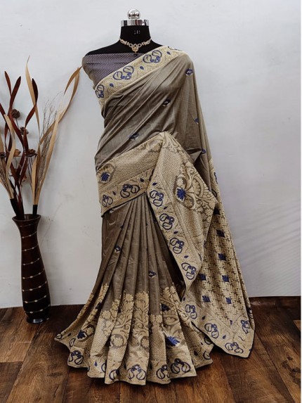 Party Wear look Soft Lichi Silk Saree with Running Blouse 