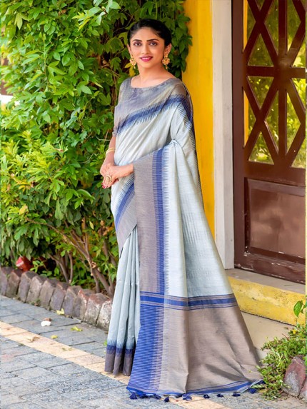 Exclusive Look South Silk Saree with zari woven contrast Temple Border and Ikkat Pallu