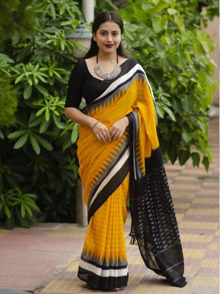 Latest Digital Printed Linen Saree with Bangalory Satin Blouse