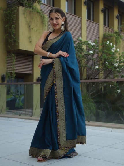Fabulous Soft Silk Saree with Printing Lace Border  & Banglory blouse