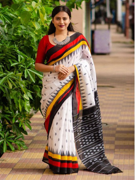 Latest Digital Printed Linen Saree with Bangalory Satin Blouse