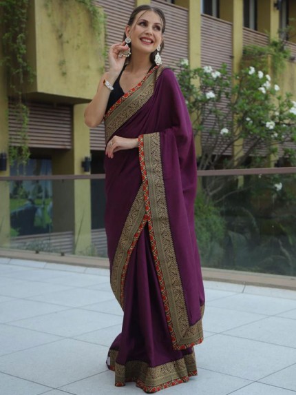 Fabulous Soft Silk Saree with Printing Lace Border  & Banglory blouse