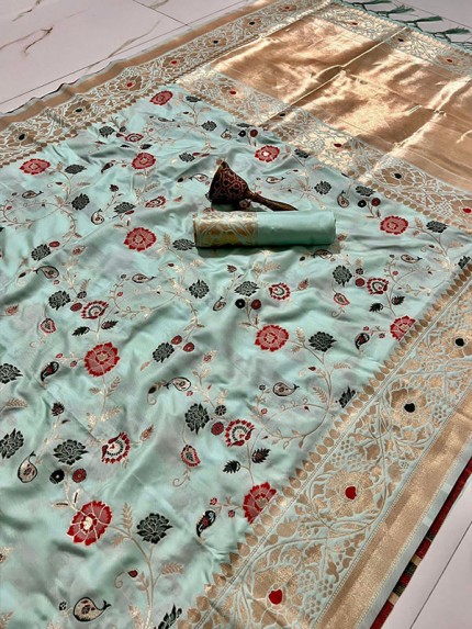 Fabulous Silk weaving Saree with mina Zari border