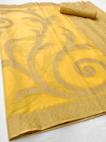 New Designer Yellow Colour  Soft Modal cotton with Designer weaving Saree