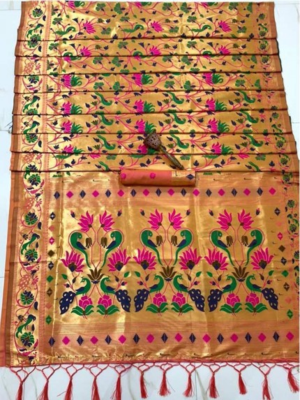 Fabulous Pure Soft Kanchivram  Pethani Silk Original Pure Zari Brocket Design