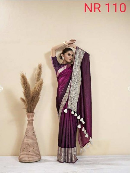  Beautiful Pure Dola Self Weaving With Weaving Jacquard border & Sattin Blouse