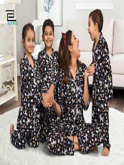 Twining Night Wear For Adult And Kids Unisex With One Side Pocket In Pant 