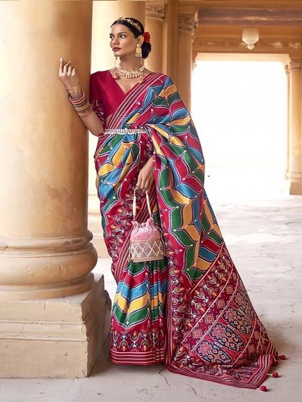 Multi Colored  Pure Silk  Designer Patola Saree