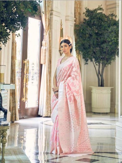 Stunning Look Pink Colour  Modal Chikankari Weaving Saree