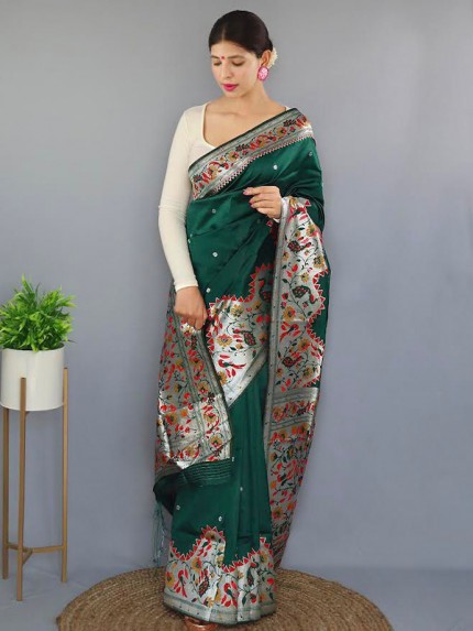 Unique Style Banarasi Silk weaving Saree with Rich Paithani Pallu
