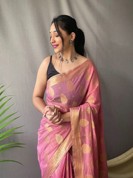 Adorable Chanderi Silk weaving Saree with unique Motif design