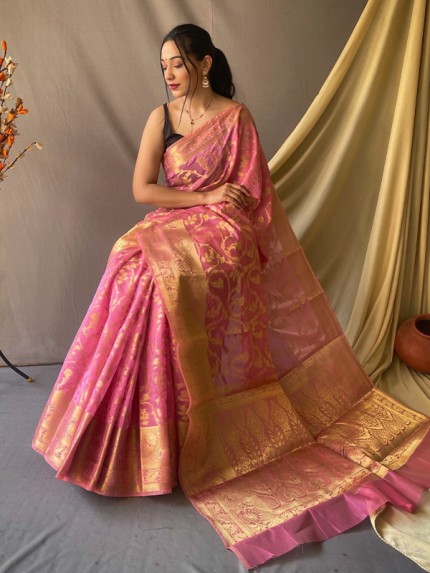 Graceful Organza Silk Saree with zari weaving & Rich pallu