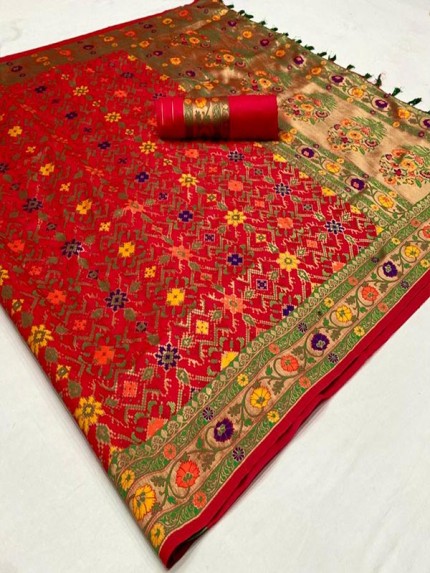 Elegance Look Banarsi Silk weaving Saree with beautiful Tassel & running blouse