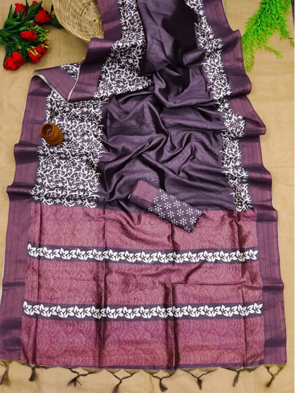 Floral Style Cotton Silk Saree with Exclusive Floral Jal Print & zari border
