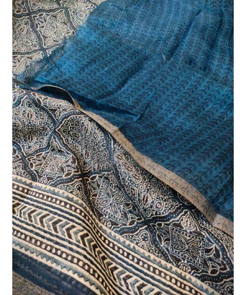 Beautiful Semi Handloom Kalamkari Designed Blend Print Saree -Style Array