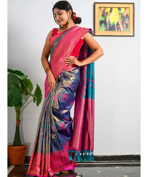 Buy Kanchipuram big border silk saree at Amazon.in