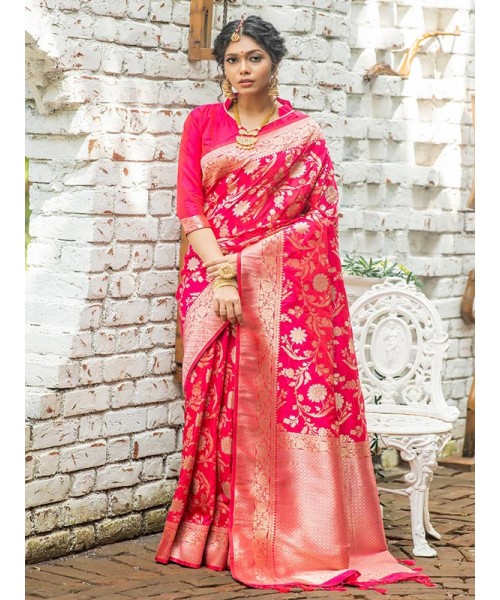 Stunning Look Banarasi Katan Silk Saree with gorgeous weaving Pallu ...